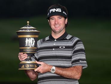 Bubba Watson with the HSBC Champions trophy